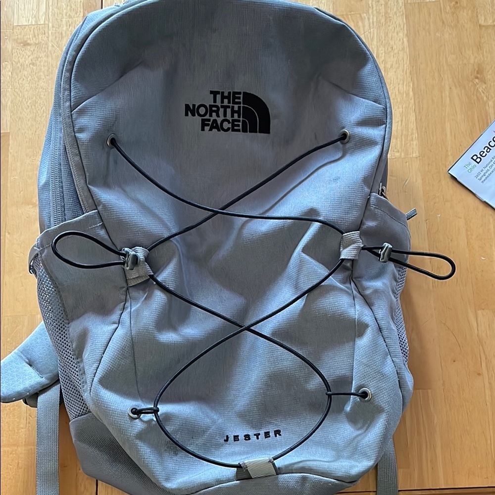 The North Face Gray Jester Backpack with Bungee Cord Design